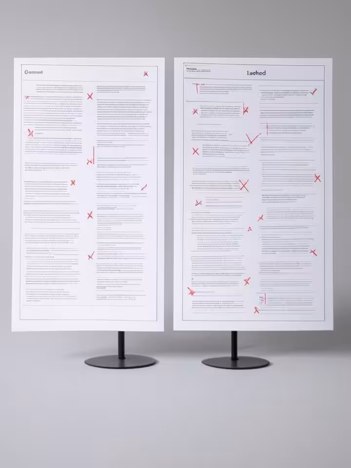 Comparison infographic showing two document pages side by side, one labeled official and one labeled
