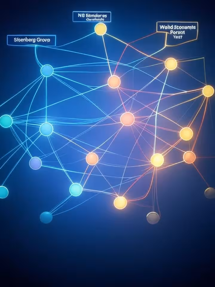 Network visualization diagram showing connections between elite forums: Bilderberg, WEF Davos, Trila